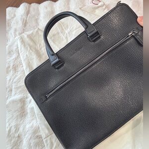 NEW FERRAGAMO REVIVAL LEATHER SLIM PORTFOLIO BRIEFCASE BAG black Color No Tag